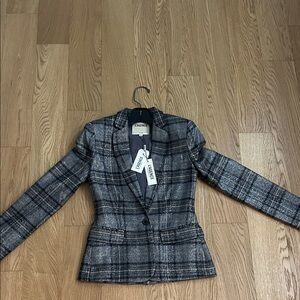 L'AGENCE Gray Plaid Tailored Blazer